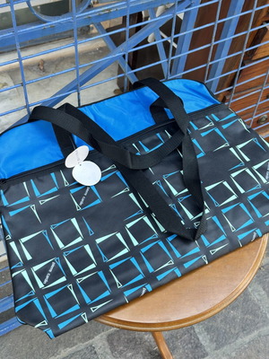 Vintage Pierre Cardin large travel bag, blue and black