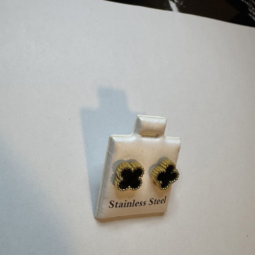 Stainless steel earrings, black and gold