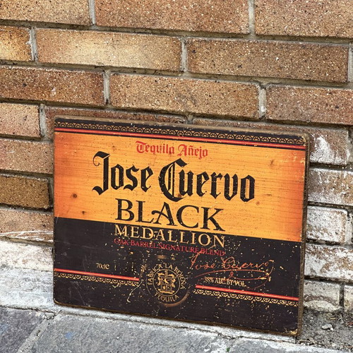 Jose Cuervo Black Medallion wooden decorative sign used