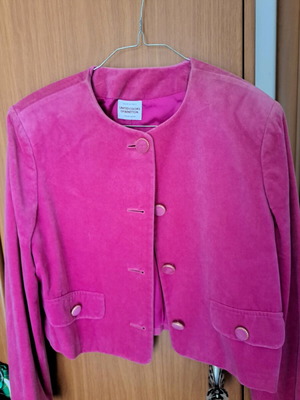 Benetton cropped velvet chiffon vintage 80s jacket like new pink