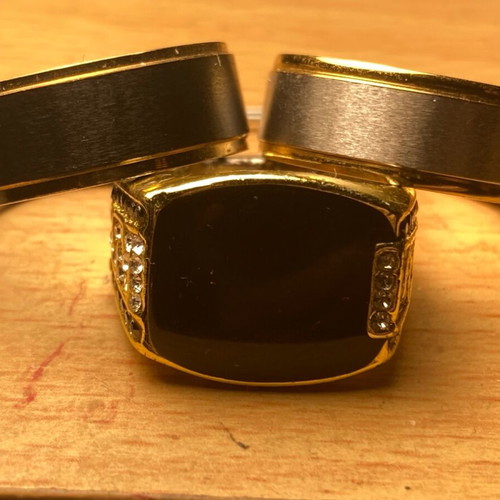 Three stainless steel rings like new, size 8-9
