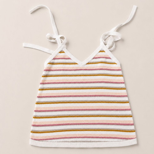 Sézane knit tank top like new, cream with yellow pink khaki stripes