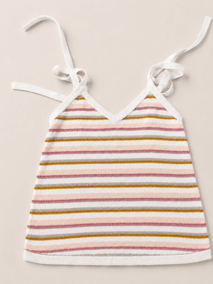 Sézane knit tank top like new, cream with yellow pink khaki stripes