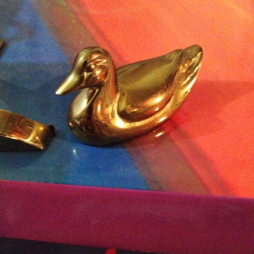 Decorative metal set with duck and sailboat, new