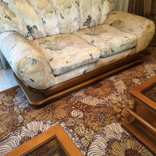 Living room furniture set used with two-seater sofa, armchair and table