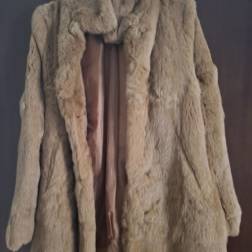BSB Collection camel color rabbit fur coat, size 40