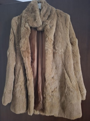 BSB Collection camel color rabbit fur coat, size 40