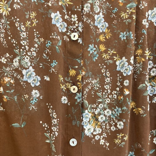 Kensol shirt with floral motifs like new, brown, size M