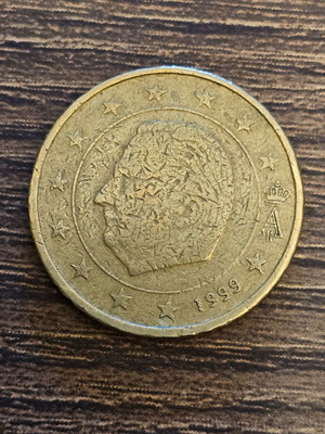 Euro coin 0.50 € 1999 Belgium used with error