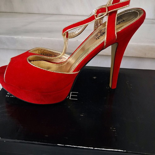 Fullah Sugah Boutique sandals new, red, size 39, 13 cm heel