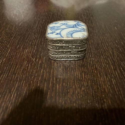 Japanese ceramic-metal mini jewelry box used antique
