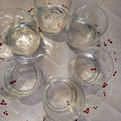 Set of 6 vintage crystal whiskey glasses like new, heavy Bohemia glass