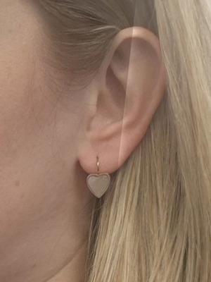 Dyrberg/Kern heart earrings with rose quartz like new, beige and gold