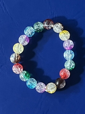 Handmade colorful bracelet with crackle beads like new