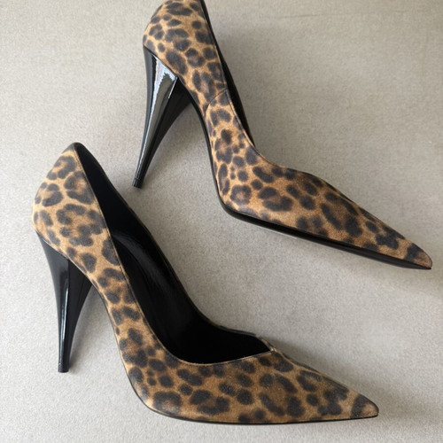 Saint Laurent Kiki Leopard Suede Pumps New