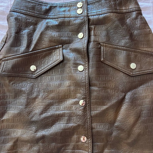 Zara eco leather skirt used, brown mini with buttons
