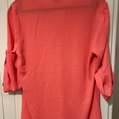 Atmosphere coral blouse with 3/4 sleeves and front zipper