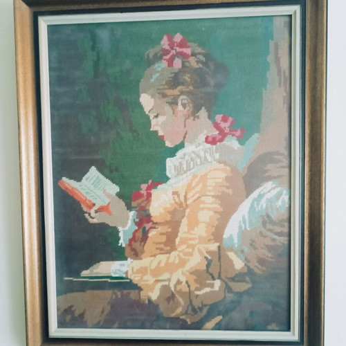 Handmade embroidered painting vintage like new