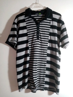 George men's short-sleeve striped shirt used, size M, gray