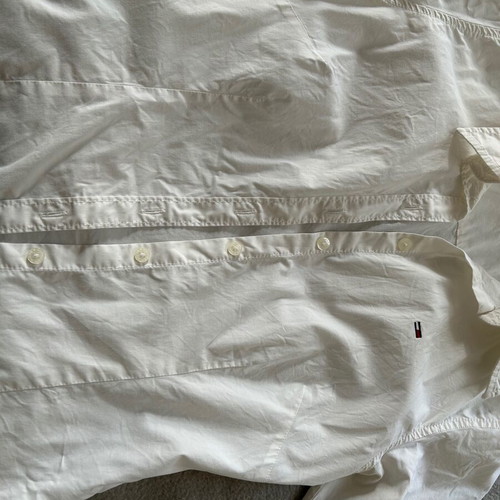 TOMMY HILFIGER, No M, women's shirt, white, three-quarter sleeves, used.
