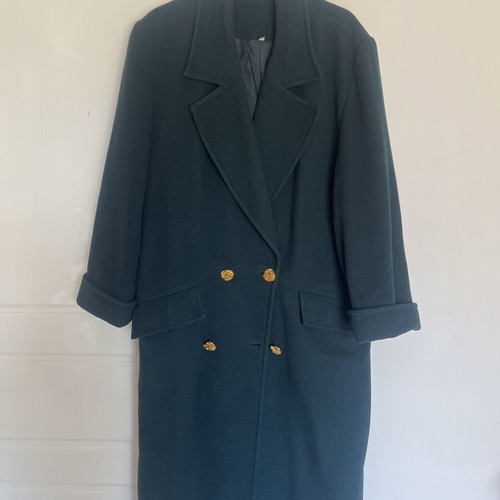 Vintage Wool Maxi Overcoat Emerald Green Large Oversized, like new