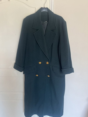 Vintage Wool Maxi Overcoat Emerald Green Large Oversized, like new