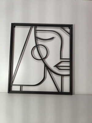 Minimalist face line art metal wall decor like new 31x41 cm