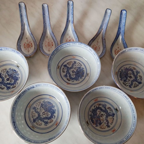 Vintage Jingdezhen Chinese Porcelain Set 10 Pieces like new