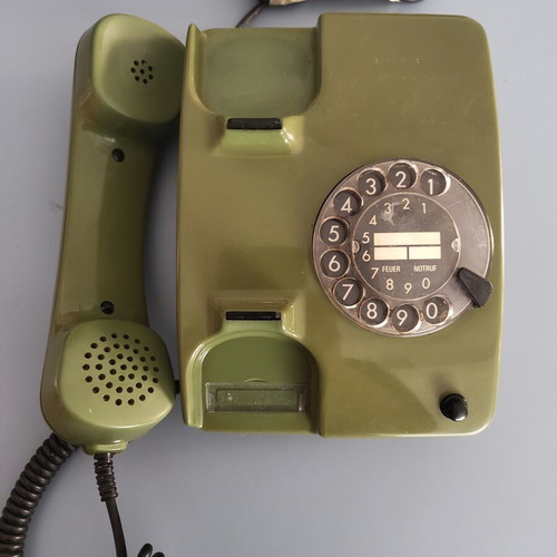 Siemens Vintage Rotary Dial Telephone Olive Green used