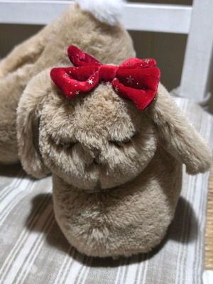 Dpam Festive Bunnies winter slippers size 32-33 new, beige brown