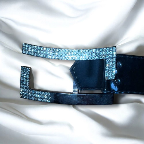 Vintage Y2K Fendi-Style rhinestone belt used, black