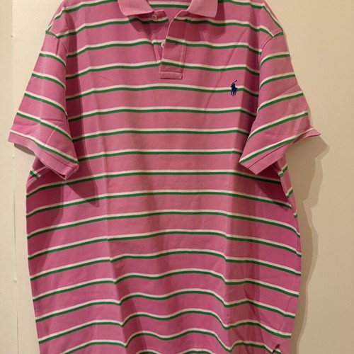Ralph Lauren Polo XXL used, pink with green and white stripes