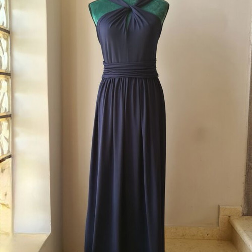Maxi Jersey Criss-Cross Dress blue size S like new by Extreme