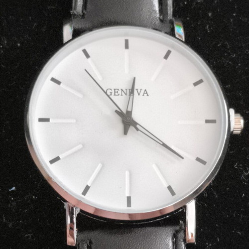 Geneva Minimal men's watch black with white dial new