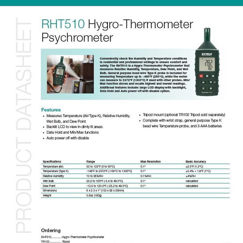 Extech RHT510 Hygrometer new