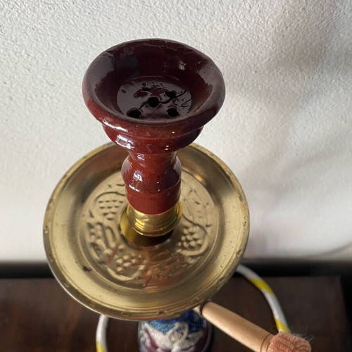 Hookah used with blue glass and brass coating