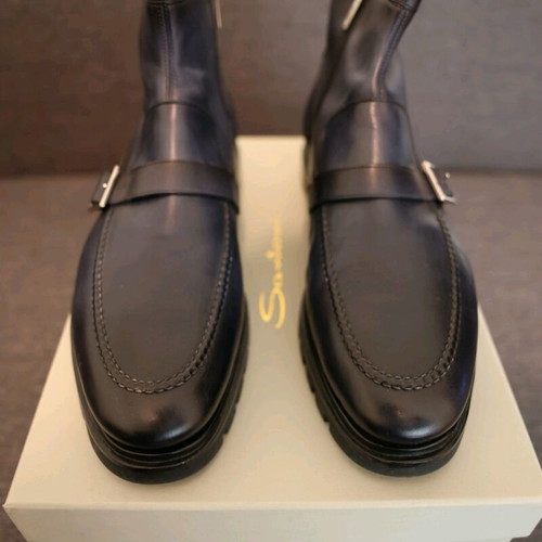 Santoni blue calf leather boots new