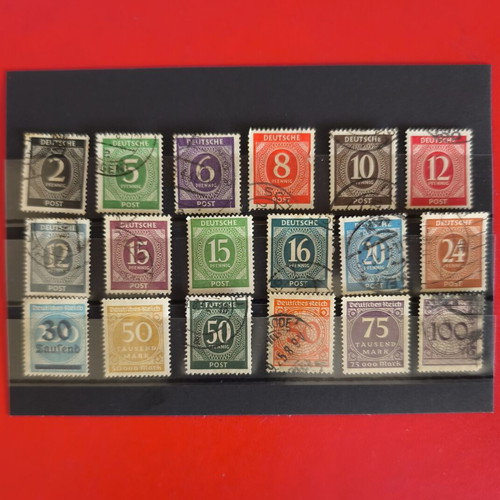 German Inflation Stamps Collection used, 18 pieces Deutsches Reich