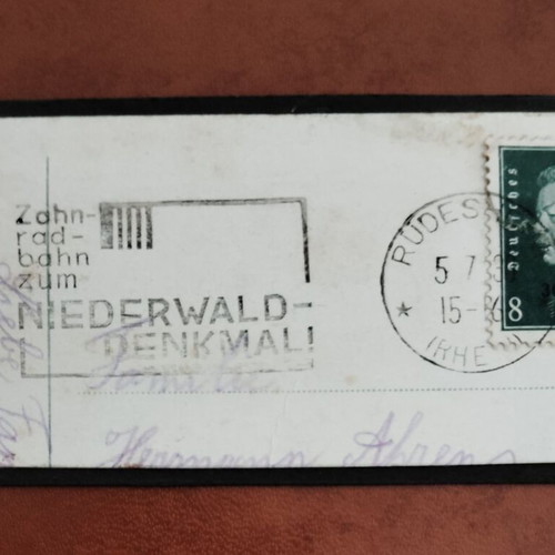 Germany 1930 Stamp with Mechanical Postmark for Niederwald Cog Railway New
