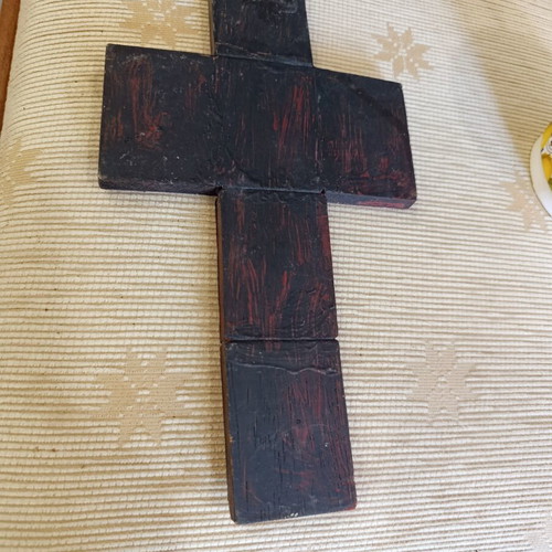 Vintage cross with silk screen prints