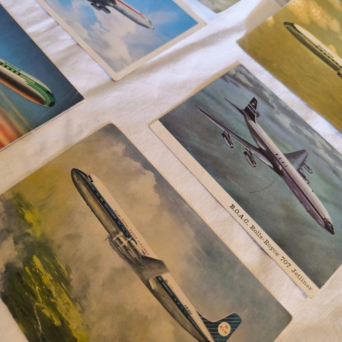 Vintage Airline Postcards Set, 6 pcs, 1950s-1960s