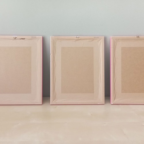 Children's frames set with handmade fairy illustrations used, pink frames