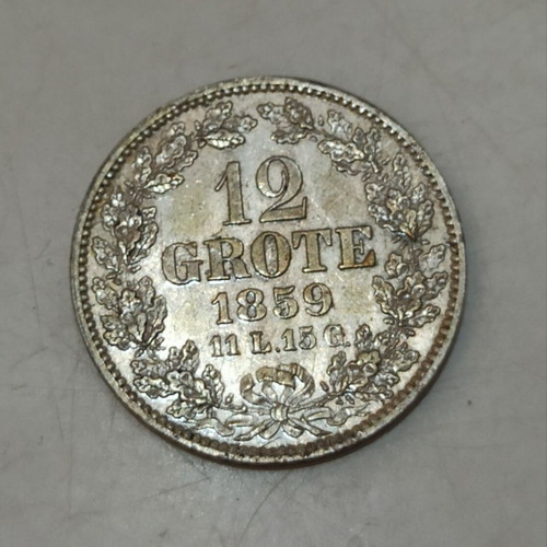 Bremen Silver 12 Grote 1859 coin