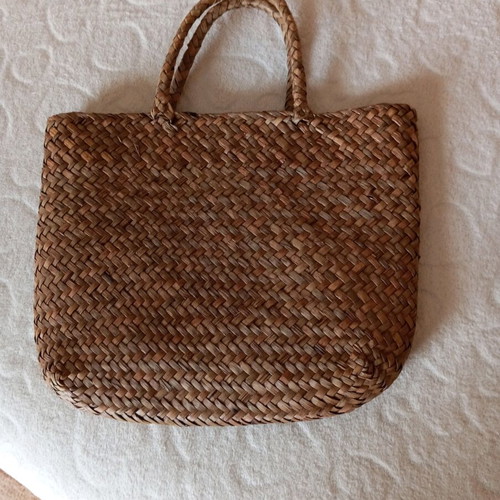 Straw bag like new, beige dark brown