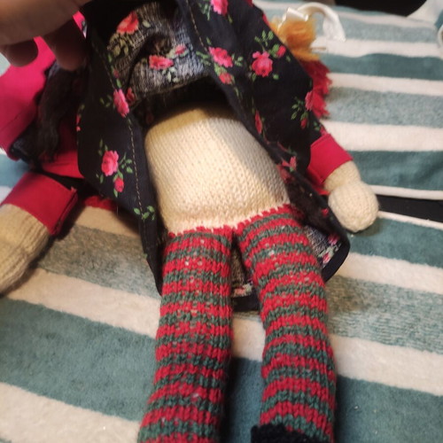 Fabric doll used, possibly Little Red Riding Hood, 40cm