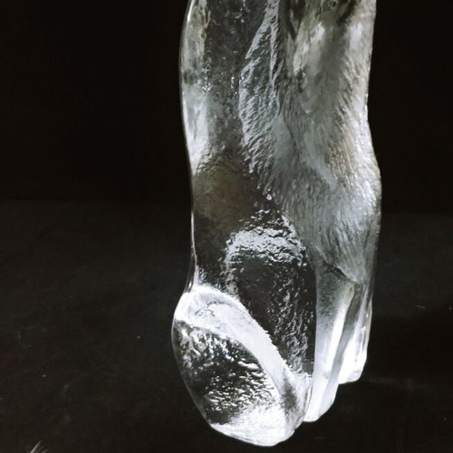 Paperweight "Sitting Wolf" Mats Jonasson full lead crystal, new