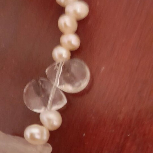 Necklace 60cm with freshwater pearls and opalites like new