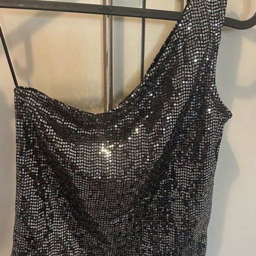 Stradivarius top with rhinestones new, silver, size S