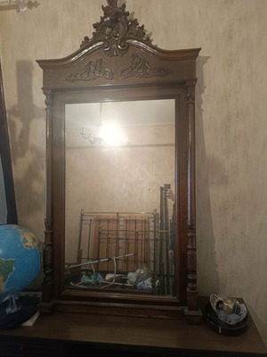 Mirror used with wooden frame