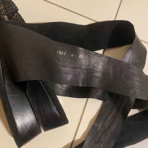 Camille Unglik sandals used, black leather with ribbons